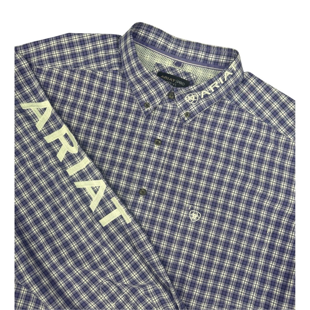 Ariat Pro Series Pro Team XXL Purple Plaid Western Shirt VentTEK Long Sleeve